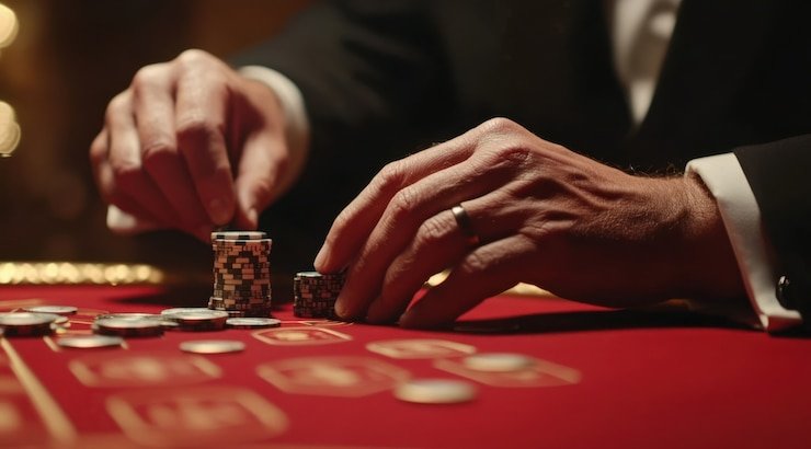 Live dealer presenting Capsa Banting cards at 8id slot table